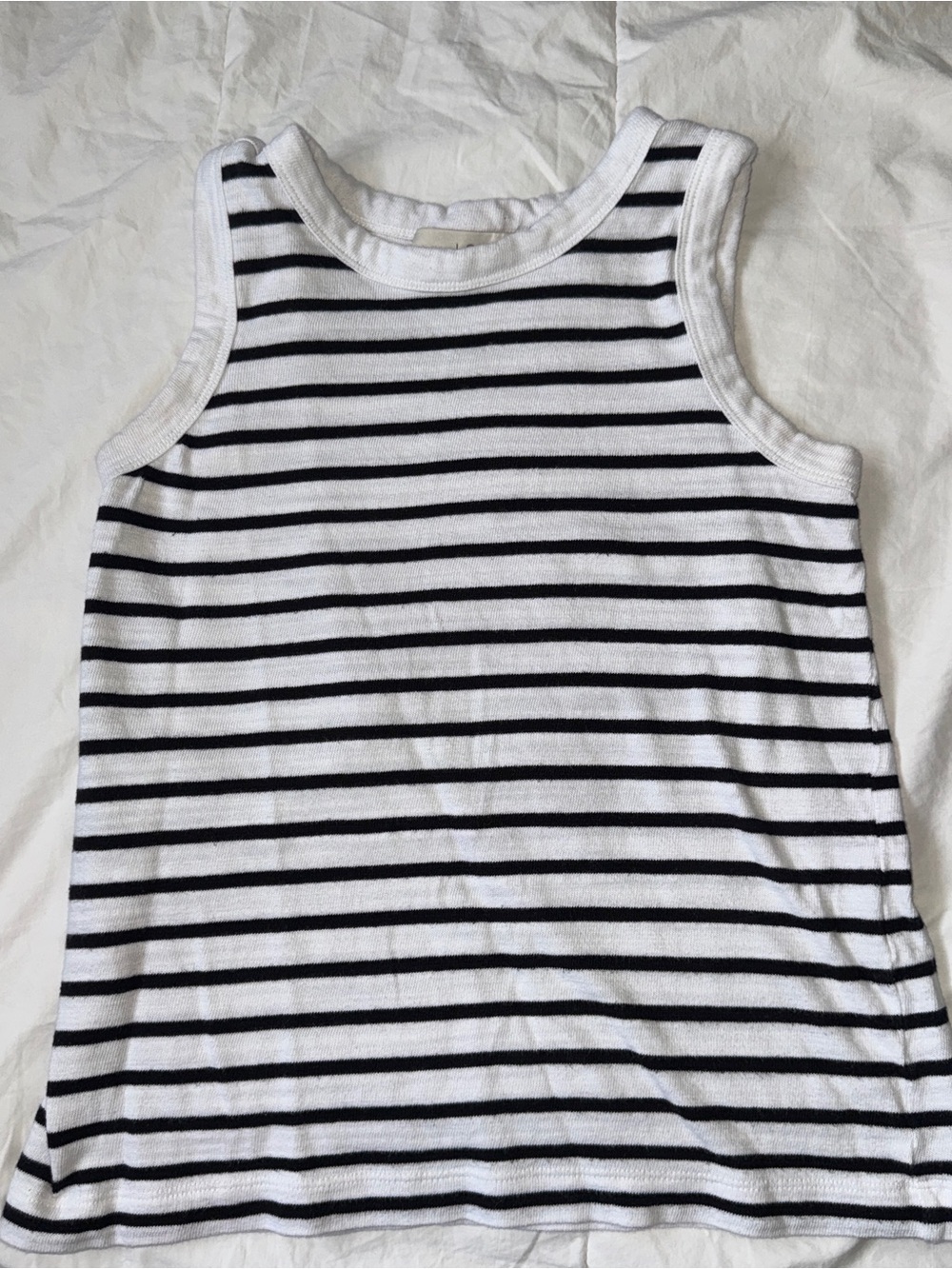 LOFT Black and White Striped Sleeveless Tank